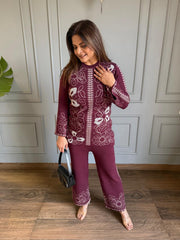 Pearl embellished knitted wool co-ord set (Iris)