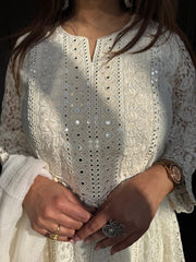 Cotton net laced suit