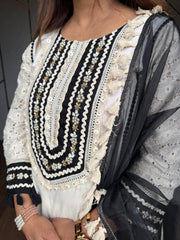 COTTON SCHIFFLI EMBROIDED SUITS (BUTTERFLY)