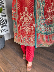 Digital print embroided suit (Sephora)