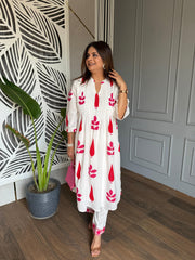 Cotton A line 2 piece pleated suit with lining on shirt (Titli)