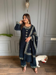 Superior quality corduroy velvet shawl suit (Hayat)