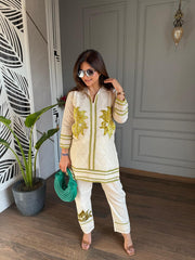 Cotton crochet full lining co-ord set (Rose)