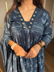 Pure cotton flarred mirror suit