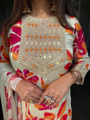 FLORAL MUSLIN GARARA SUIT WITH FULL MUSLIN DUPATTA