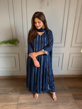 Pure chinnon anarkali suit with real mirror and pearl work on all shirt (Amrud)