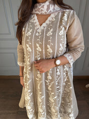 Mul chanderi cotton embroidered suit (Chavi)