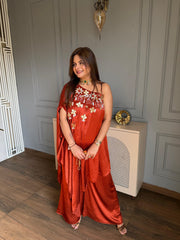 Super pretty hand embroidered one shoulder indo western festive launch (Yashika)