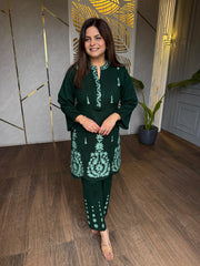Beautiful woollen embroided co-ord set (Indri)