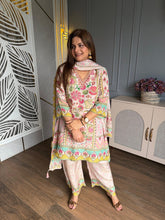 Beautiful embroidered tissue suit with full cotton lining (Sudha)