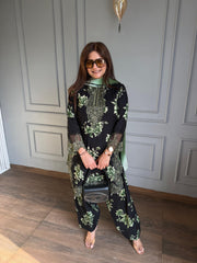 Soft cotton embroidered suit with dupatta