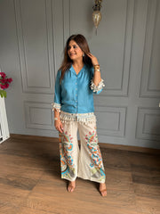 Crepe shirt with lining and printed cotton pants co-ord (Liza)