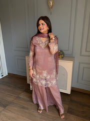Crushed tissue embroidered suit with beautiful handwork (Arooba)