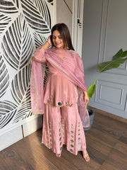 Formal crepe real mirror work with real organza dupatta (Rania)