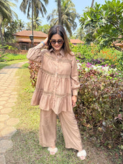 Imported fabric loose a line co-ord set (Leaf)