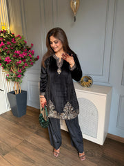 (Nanda) Formal embroidered velvet co-ord set
