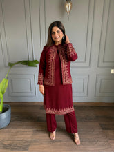3 Piece embroided jacket style woollen co-ord set (Nargis)