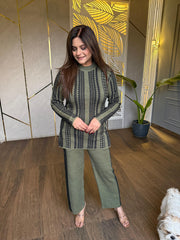 Beautiful soft and strechable knitted wool printed co-ord set (Kate)