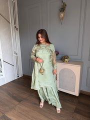 Beautiful hand embroidered sharara chinnon suit