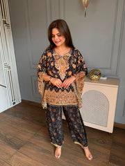 Beautiful digital print crepe kaftaan co-rd set (Nazia)