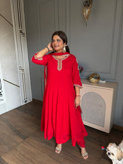 Beautiful anarkali suit with hand embroidery and georgette dupatta (Anuv)