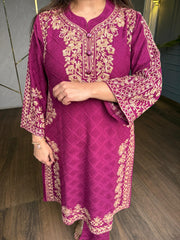 Woollen 2 piece embroided pheran set (Rubab)