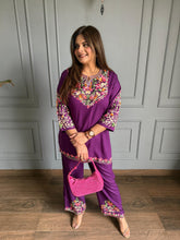 Kashmiri embroidered summer cotton rayon co-ord set (Sofia)