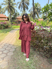 Imported fabric loose a line co-ord set (Leaf)