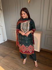 Beautiful bandhani print 3 piece suit in crepe fabric (Naureen)