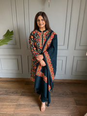 Kashmiri embroided woollen shawl suit (Ruhi)
