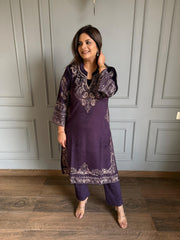 Kashmiri embroided velvet set (Apple)