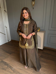 Hand embroidered imported georgette suit with organza dupatta (Hazel)