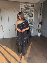 Crepe pearl embroided co-ord set