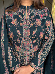 WOOLLEN FULL FRONT EMBROIDED SUIT WITH FULL WOOLLEN SHAWL