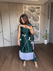 Pearl embellished tissue organza suit