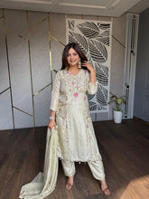 Hand embroided cotton silk suit