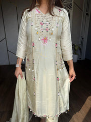 Hand embroided cotton silk suit