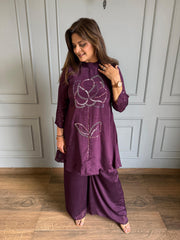 Chinnon chiffon hand embroidered 2 piece co-ord set (Mulberry)