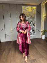 VELVET HAND EMBROIDERY SUIT WITH BANARASI DUPATTA