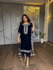 VELVET FRONT BACK EMBROIDERY SUIT