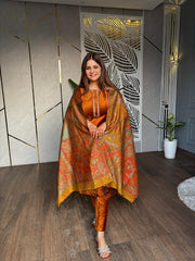 VELVET EMBROIDED BANARASI DUPATTA SUIT