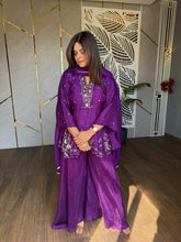 Pure silk peplum sharara suit