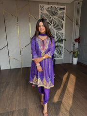 Pure crepe short anarkali suit