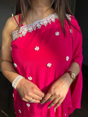 Crepe pearl embroided co-ord set