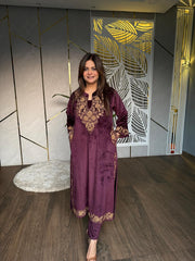 KASHMIRI VELVET EMBROIDED CO-ORD SET