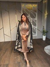 VELVET EMBROIDED BANARASI DUPATTA SUIT