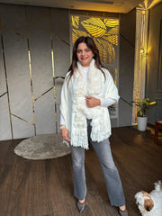 SLEEVELESS POM POM PONCHO CAPES