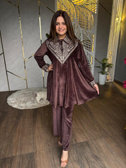 V NECK EMBROIDED CO-ORD (Reshma)