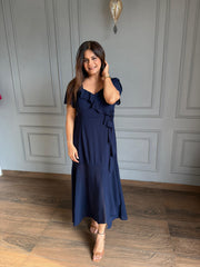 Long frill dress in big sizes (Flower)