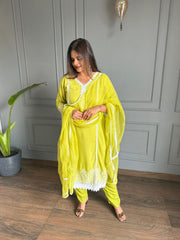 Muslin Cotton Suit (Lime) (With Lining in Shirt)